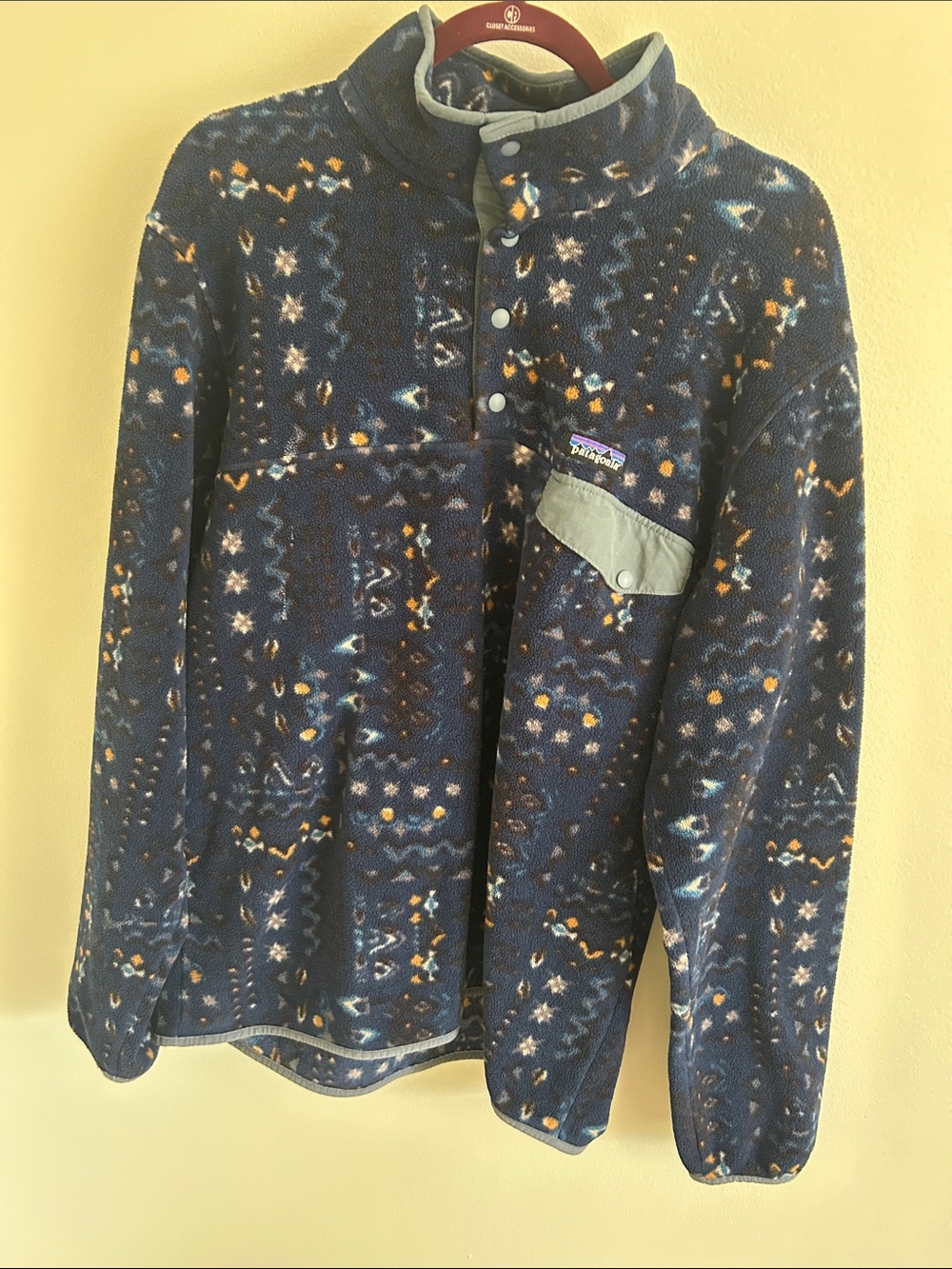 Patagonia Navy Patterned Synchilla Snap-T Fleece Pullover